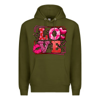 Army Green Love Valentine's Day leopard frame Premium Hoodie - LillyAllenDesigns