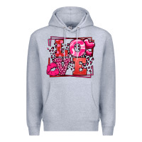 Heather Grey Love Valentine's Day leopard frame Premium Hoodie - LillyAllenDesigns