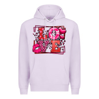 Lilac Love Valentine's Day leopard frame Premium Hoodie - LillyAllenDesigns