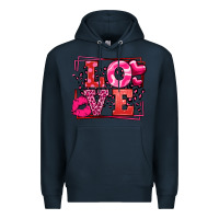 Navy Love Valentine's Day leopard frame Premium Hoodie - LillyAllenDesigns