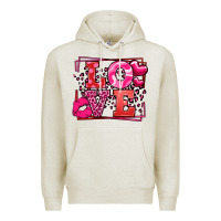 Oatmeal Heather Love Valentine's Day leopard frame Premium Hoodie - LillyAllenDesigns