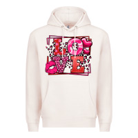 Pale Pink Love Valentine's Day leopard frame Premium Hoodie - LillyAllenDesigns