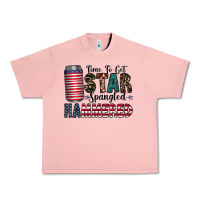Salmon Star Spangled Hammered Urban Heavy Tee - CowhideDigitalArt