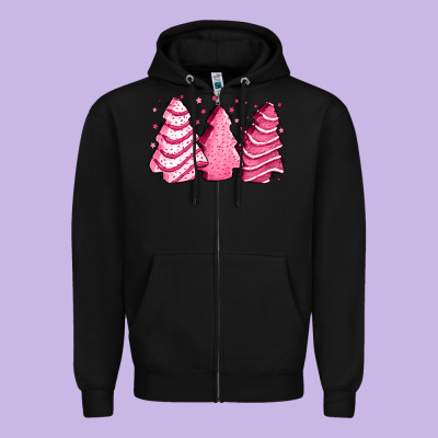 Pink Christmas Cakes Zipper Hoodie Designed By Jasminsmagicworld