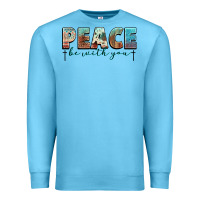 Ocean Blue peace be with you cross Premium Sweatshirt - NancyCooperArtShop