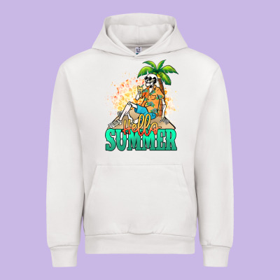 Hello Summer Skeleton Urban Hoodie Designed By Nancycooperartshop