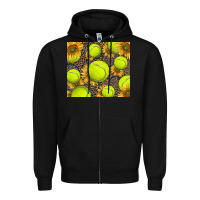 Black tennis ball with sunflower and racket Zipper Hoodie - BarkalooDesign