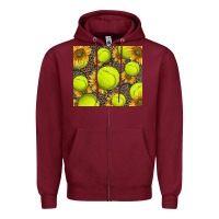 Burgundy tennis ball with sunflower and racket Zipper Hoodie - BarkalooDesign