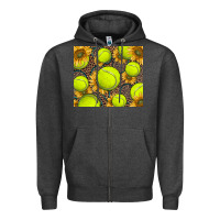 Charcoal Heather tennis ball with sunflower and racket Zipper Hoodie - BarkalooDesign