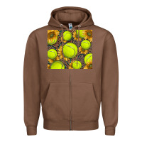 Chestnut tennis ball with sunflower and racket Zipper Hoodie - BarkalooDesign