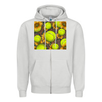 Dove Grey tennis ball with sunflower and racket Zipper Hoodie - BarkalooDesign