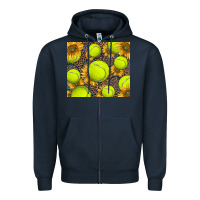 Navy tennis ball with sunflower and racket Zipper Hoodie - BarkalooDesign