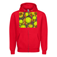 Red tennis ball with sunflower and racket Zipper Hoodie - BarkalooDesign