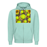 Seafoam tennis ball with sunflower and racket Zipper Hoodie - BarkalooDesign