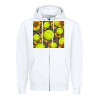 White tennis ball with sunflower and racket Zipper Hoodie - BarkalooDesign