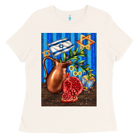 Bone hanukkah table with oil pitcher Ladies Tee - AdoDesignShop