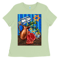 Matcha hanukkah table with oil pitcher Ladies Tee - AdoDesignShop