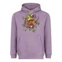 Lavender mardi gras cow Heavyweight Hoodie - MaliasSmallBusiness