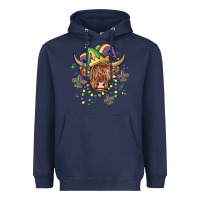 Navy mardi gras cow Heavyweight Hoodie - MaliasSmallBusiness
