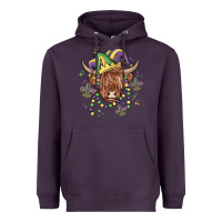 Plum mardi gras cow Heavyweight Hoodie - MaliasSmallBusiness