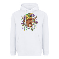 White mardi gras cow Heavyweight Hoodie - MaliasSmallBusiness