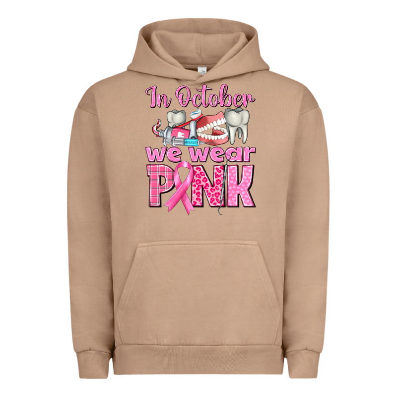 In October We Wear Pink Breast Cancer Awareness Urban Hoodie by texasbilliewilder | Teevron