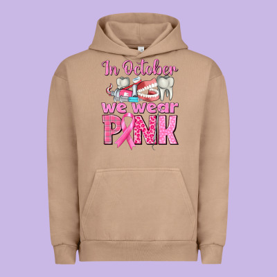 In October We Wear Pink Breast Cancer Awareness Urban Hoodie Designed By Texasbilliewilder