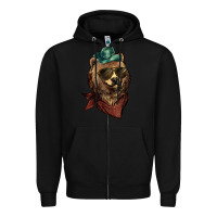 Black bear cowboy Zipper Hoodie - NancyCooperArtShop