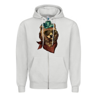 Dove Grey bear cowboy Zipper Hoodie - NancyCooperArtShop