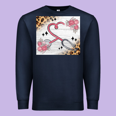 Customized Leopard Floral Nurse Premium Sweatshirt Designed By Maliassmallbusiness