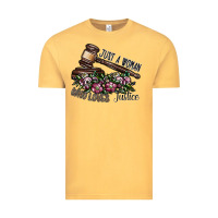 Vintage Mustard just a woman who loves justice Vintage Tee - SublimationCraftShop