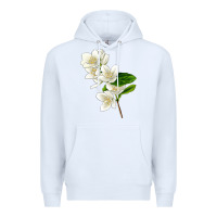 White Mock Oranges Premium Hoodie - LillyAllenDesigns