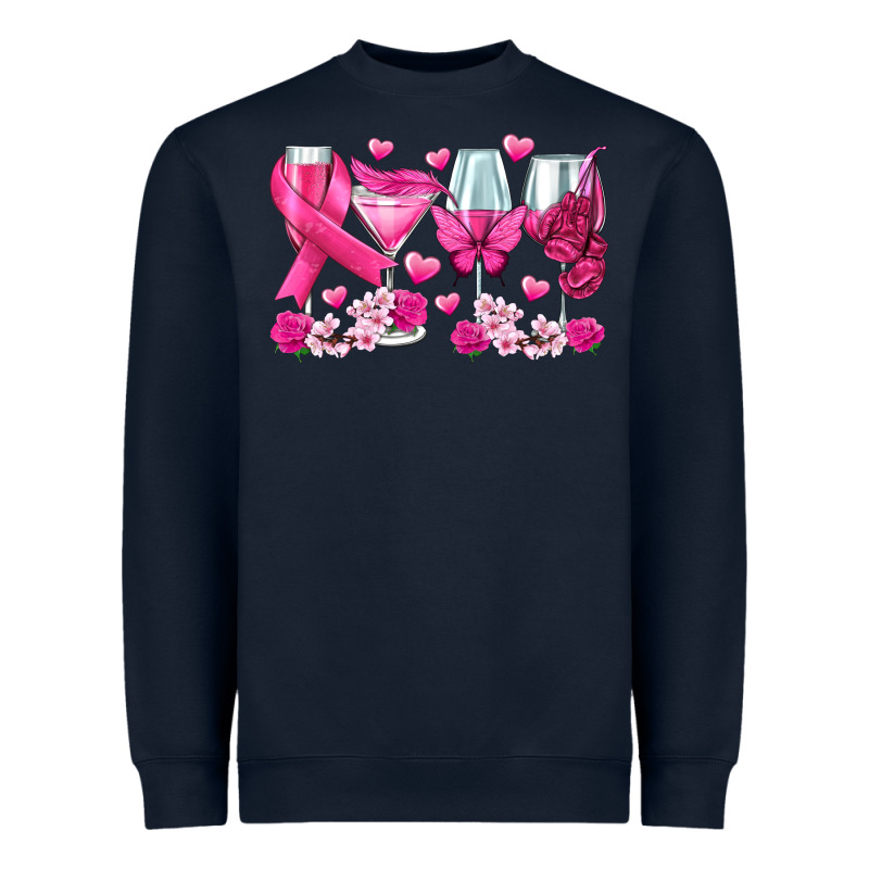Breast Cancer Wine Glasses Heavyweight Sweatshirt by texasbilliewilder | Teevron