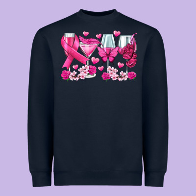 Breast Cancer Wine Glasses Heavyweight Sweatshirt Designed By Texasbilliewilder