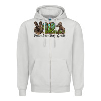 Dove Grey Peace Love Baby Gorilla Zipper Hoodie - LillyAllenDesigns