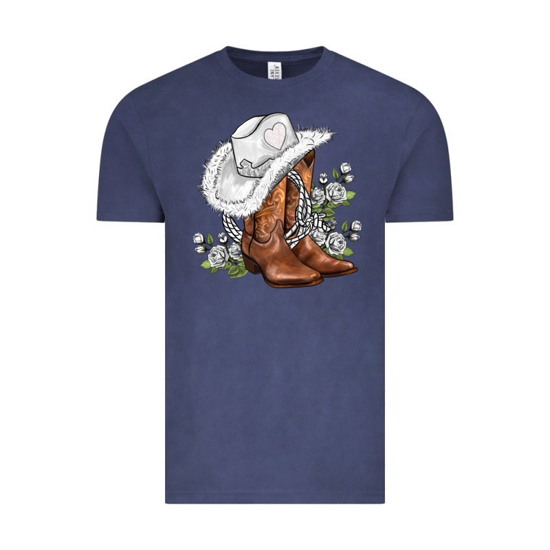 White  Cowgirl  And Roses Vintage Tee by AdoDesignShop | Teevron