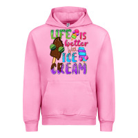 Fuchsia Pink Life is better with ice cream Urban Hoodie - NancyCooperArtShop
