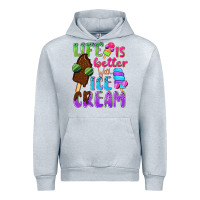 Heather Grey Life is better with ice cream Urban Hoodie - NancyCooperArtShop