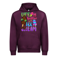 Mauve Wine Life is better with ice cream Urban Hoodie - NancyCooperArtShop