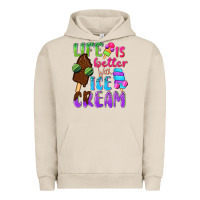 Pigment French Oak Life is better with ice cream Urban Hoodie - NancyCooperArtShop