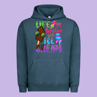Life Is Better With Ice Cream Urban Hoodie Designed By Nancycooperartshop