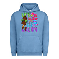 Pigment Pebble Blue Life is better with ice cream Urban Hoodie - NancyCooperArtShop