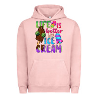 Pigment Salmon Life is better with ice cream Urban Hoodie - NancyCooperArtShop