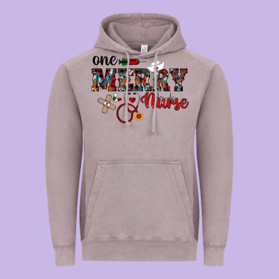 One Merry Nurse Western Vintage Hoodie Designed By Ranaportraitstore