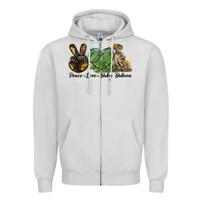 Peace Love Baby Baboon Zipper Hoodie by LillyAllenDesigns | Teevron