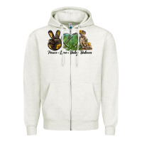 Oatmeal Heather Peace Love Baby Baboon Zipper Hoodie - LillyAllenDesigns