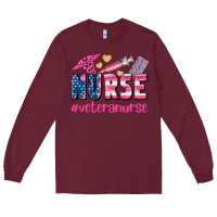Burgundy veteran nurse Long Sleeve Tee - AdoDesignShop
