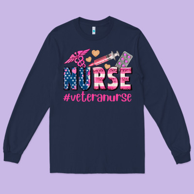 Veteran Nurse Long Sleeve Tee Designed By Adodesignshop