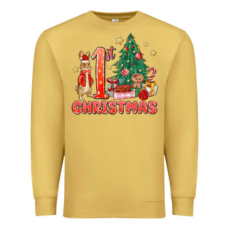 Red Christmas Bunny 1st Christmas Premium Sweatshirt by MaliasSmallBusiness | Teevron