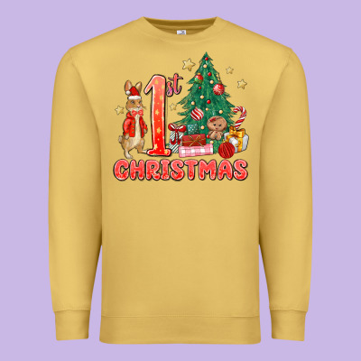 Red Christmas Bunny 1st Christmas Premium Sweatshirt Designed By Maliassmallbusiness